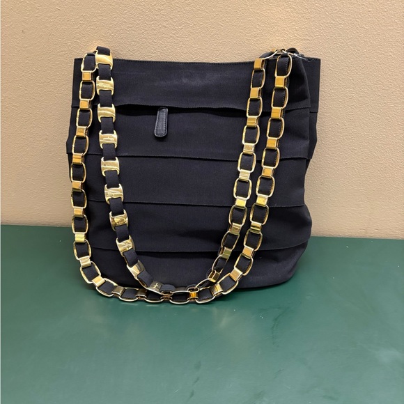Salvatore Ferragamo Black Bag with Gold Chain - Picture 2 of 4